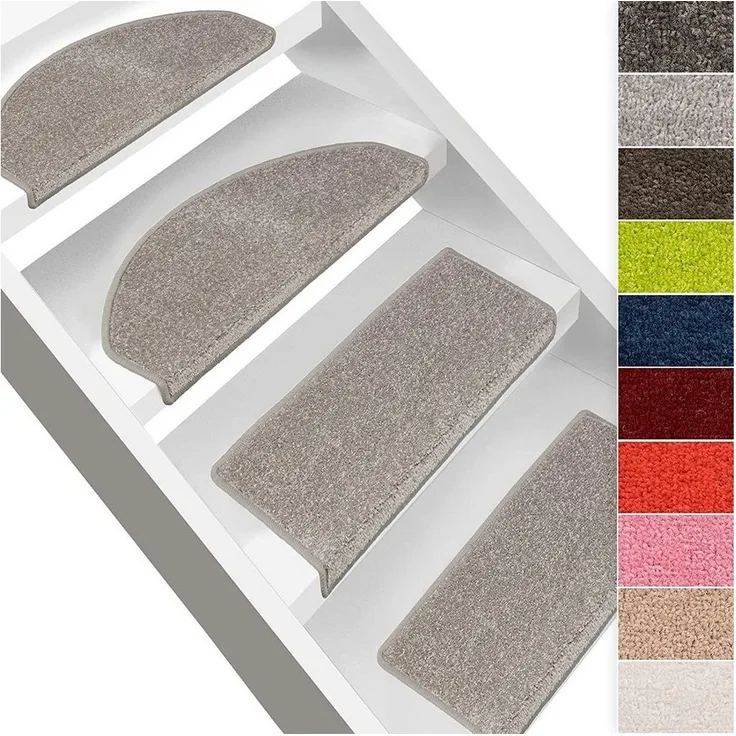 Karat Stufenmatte Fallon, Treppenschutz in 9 Farben, 2 Varianten, Stufenschoner, Halbrund, Höhe: 8.5 mm, Velours-Oberfläche