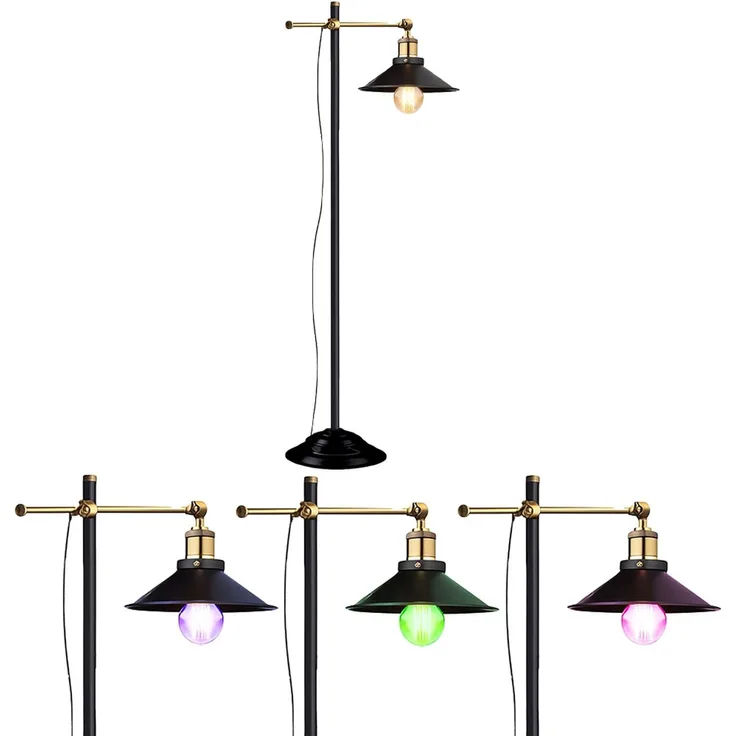 Smart Stehlampe, Altmessing, schwarz, RGB LED, Retro, H155cm