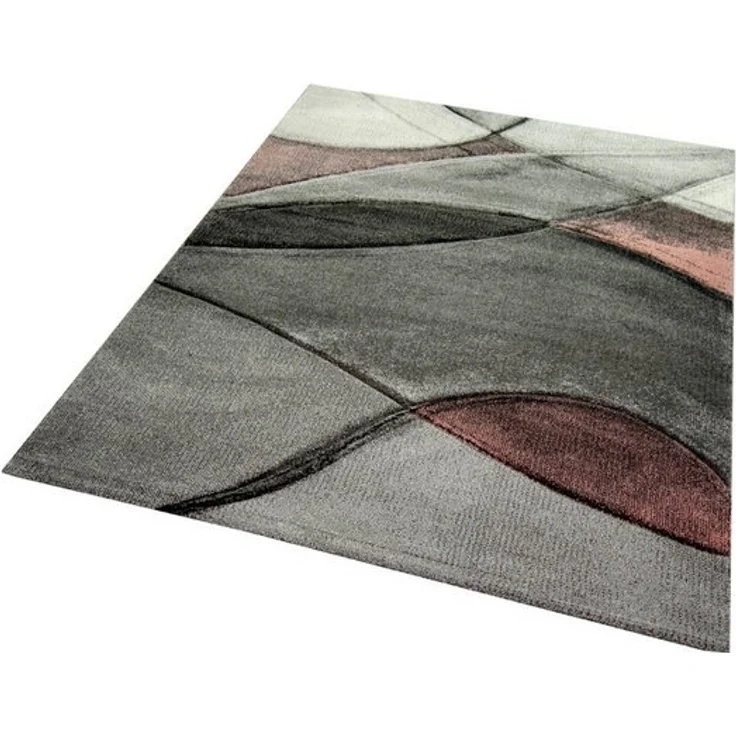 Carpetia Teppich Teppich modern Teppich Wohnzimmer Wellen rosa grau pastell, rechteckig, Höhe: 13 mm – Bild 4