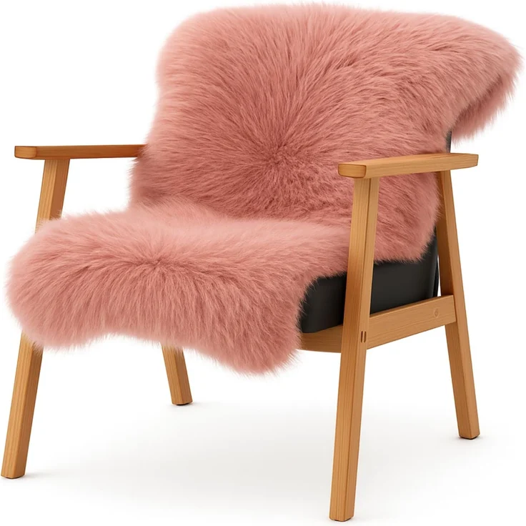 KARAT Lammfell echt - Rosa Flauschige Stuhlkissen Schaffell Deko Teppich für Wohzimmer & Kinderzimmer, Sitzauflage, Dekofell, mit Lederrücken 90x60 cm (Audrey) – Bild 1
