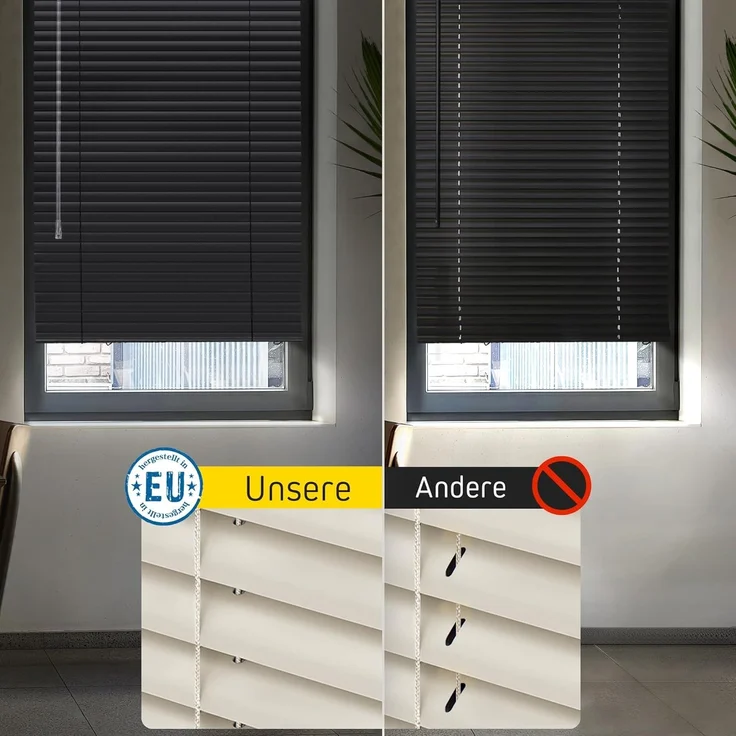 jalousiescout Jalousie LightLess Aluminium-Jalousie, 25 mm, 40 x 130 cm, beige matt, ohne Bohren, geklemmt oder verschaubt, Aluminium, vollverdunkelnd, Feuchtraumgeeignet – Bild 2