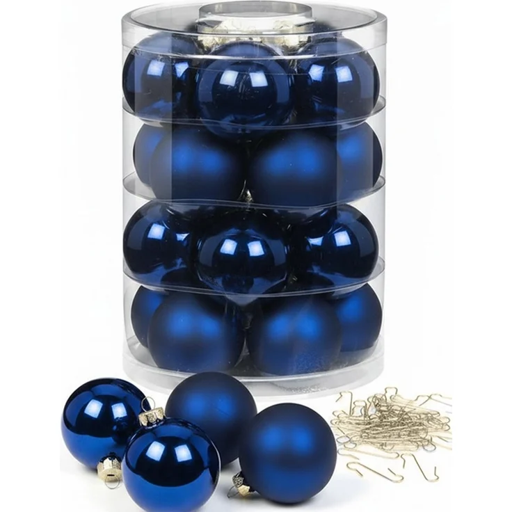 MAGIC by Inge Weihnachtsbaumkugel Weihnachtskugeln 20 Stk 6cm Midnight Blue mit Haken – Bild 1