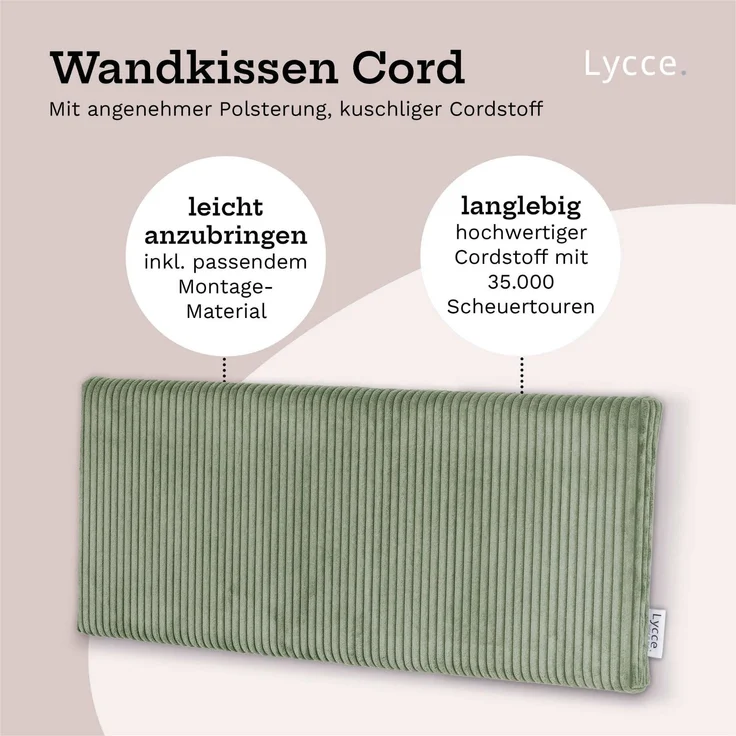 Lycce Kopfstütze Wandkissen Cord - Wandpolster Kopfteil Betten & Rückenkissen Sitzbank, (1 St) – Bild 9