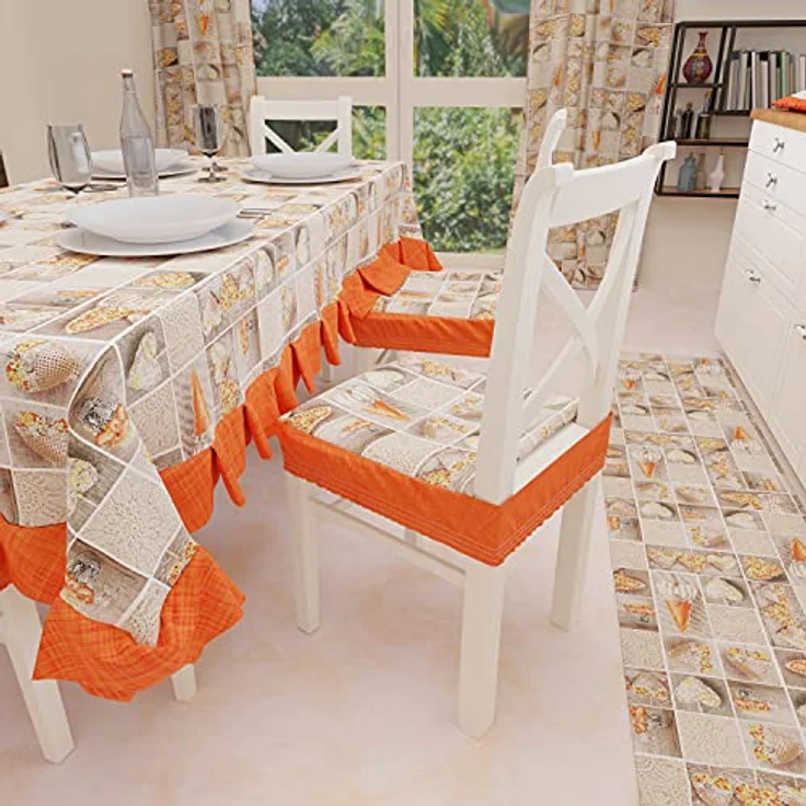 PETTI Artigiani Italiani - Tischdecke, Kunststoff-Tischdecke mit Rüschen, wasserdicht, Outdoor-Tischdecke aus Baumwolle Lidia Orange, 6 Sitze (140 x 180 cm), 100% Made in Italy – Bild 3