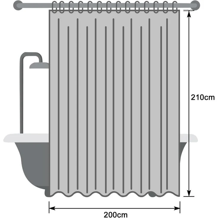 Weiß Duschvorhang 200x210 Antischimmel Polyester Wasserdicht Waschbar 210 cm – Bild 7