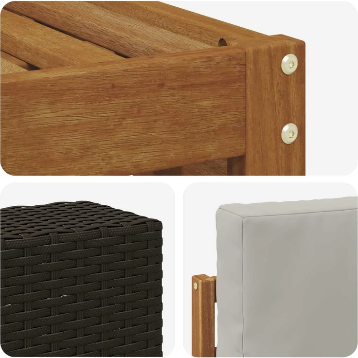vidaXL Outdoor-Sofagarnitur mit Kissen 7 pcs Natürlich und Hellgrau 3384092 – Bild 6