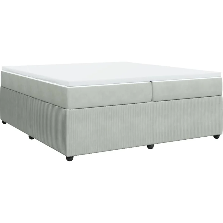 vidaXL Boxspringbett mit Matratze Hellgrau 200x200 cm Samt 3285662 – Bild 2