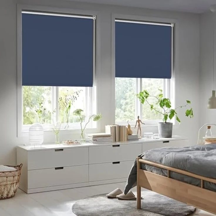 Homland Klemmfix Rollo Verdunkelung Thermorollo ohne Bohren Dunkelblau 75x170 cm (BxH), Verdunklungsrollo Wandmontage & Deckenmontag, Sichtschutz & Sonnenschutz für Fenster und Tür – Bild 6