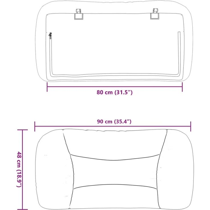 vidaXL Kopfteil-Kissen "Hvar" Schwarz 80 cm Stoff – Bild 10