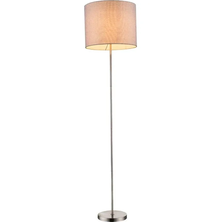 GLOBO Stehleuchte Wohnzimmer Stehlampe Textil Schirm Grau Stoff 40 cm 15185S