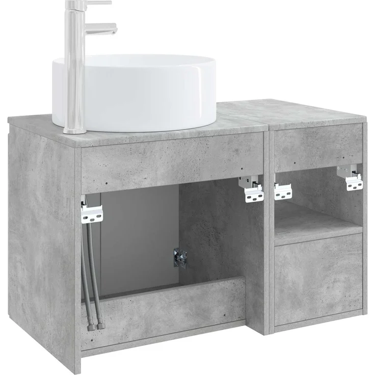 vidaXL Badezimmerschrank-Set 2 stk. Betongrau 79,5 x 44,5 x 80 cm 3404107 – Bild 6