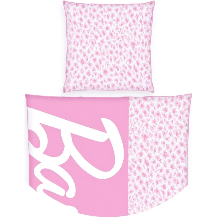 Herding Jugendbettwäsche 135x200cm Barbie Rosa Weiß Schriftzug, Renforcé, 2 teilig, für Barbie Fans, Schriftzug, mit Reißverschluss – Bild 3