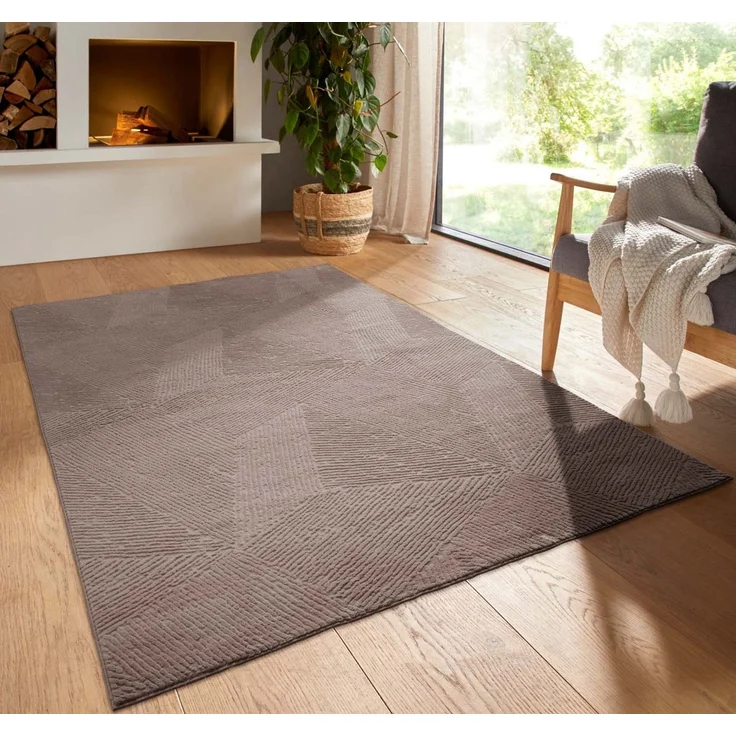 TaraCarpet Teppich TaraCarpet Homestyle 389 Fresco, rechteckig, Höhe: 10 mm, Fresco hoch-tief weich waschbar taupe 50x80 – Bild 5