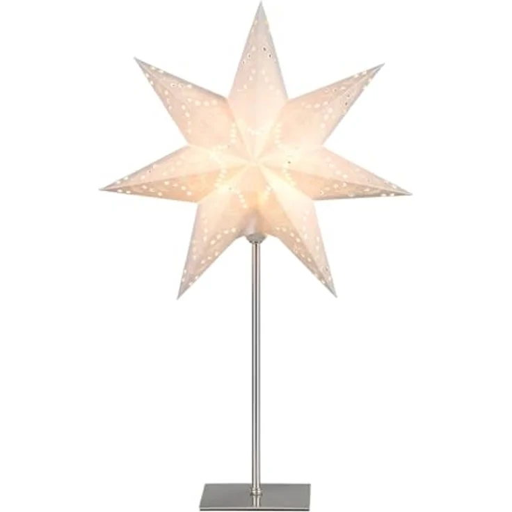 Star Sensy Tischlampe, 3D Papierstern, Weiß, Metallfuß, H: 55 – Bild 1