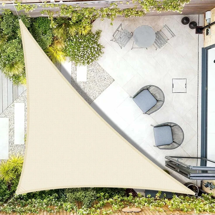 AXT SHADE Sonnensegel Wasserdicht Dreieck Rechtwinklig 3 x 3 x 4,25 m Wetterschutz Sonnenschutz PES Polyester mit UV Schutz für Terrasse Balkon Garten-Helles Khaki – Bild 1