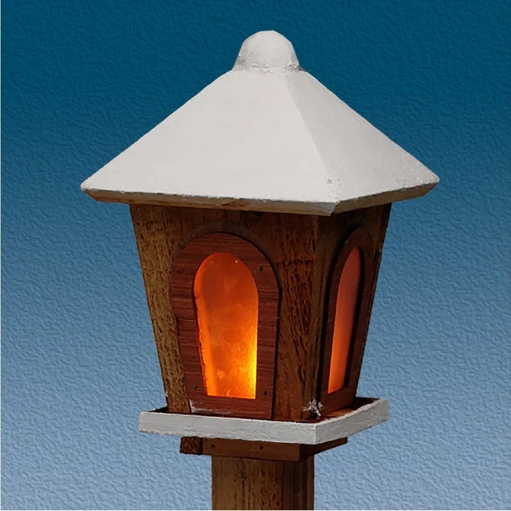 Spetebo LED Dekofigur Holz Laterne mit 23 LED in warm weiß 75 cm, 1 Stück, LED fest integriert, warm weiß, Batteriefach versteckt im Standfuß – Bild 2