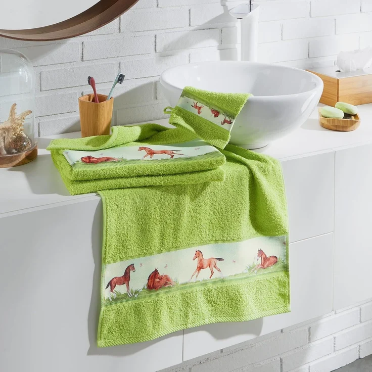 Erwin Müller Handtücher Frottier-Set 3-teilig "Pferd", (3-St), Walk-Frottier Uni – Bild 4