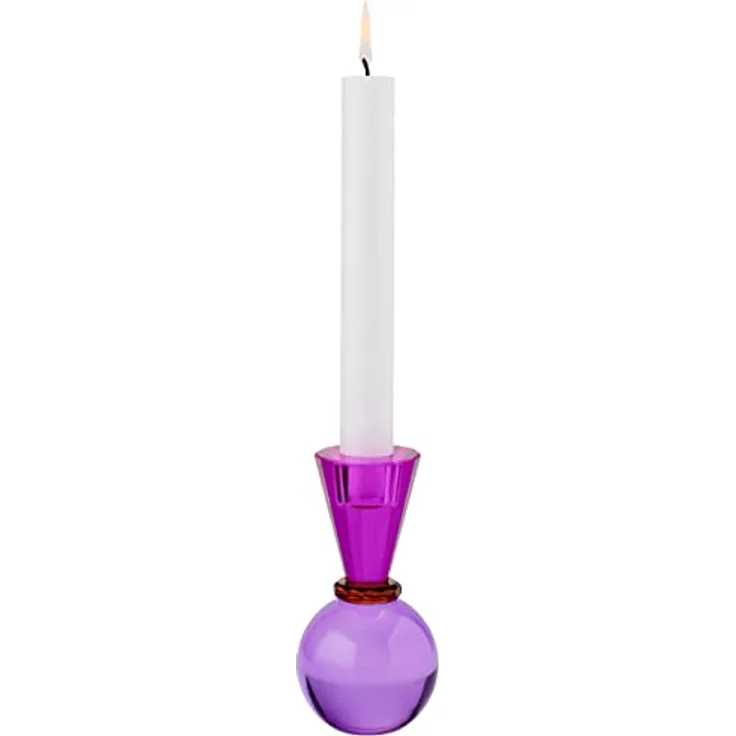 Gift Company Sari Kristallglas Kerzenhalter H13 5 cm Kugel/Konus pink/lila gs – Bild 2