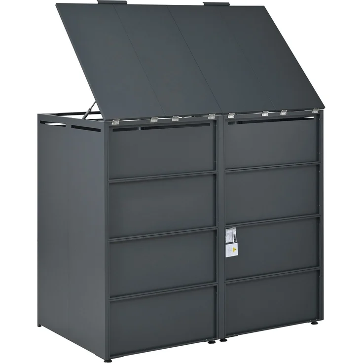 Mülltonnenbox, Mülltonnenverkleidung, 120L 240L, wetterfest, Container, Abfallbehälter, Tonnenhaus, Gartenbox, abschließbare Müllbox (2 Tonnen) – Bild 8