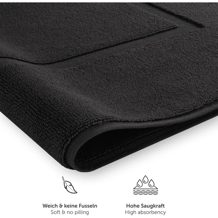 Blumtal Badematte Premium Frottier, schnell trocknend, strapazierfähig, Baumwolle, Rechteckig, 2. St, waschbarer Badvorleger 50x80cm, saugstark & weich – Bild 4