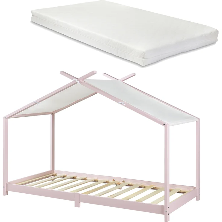 Kinderbett Brome mit Matratze 90x200 cm Rosa [en. casa] – Bild 3