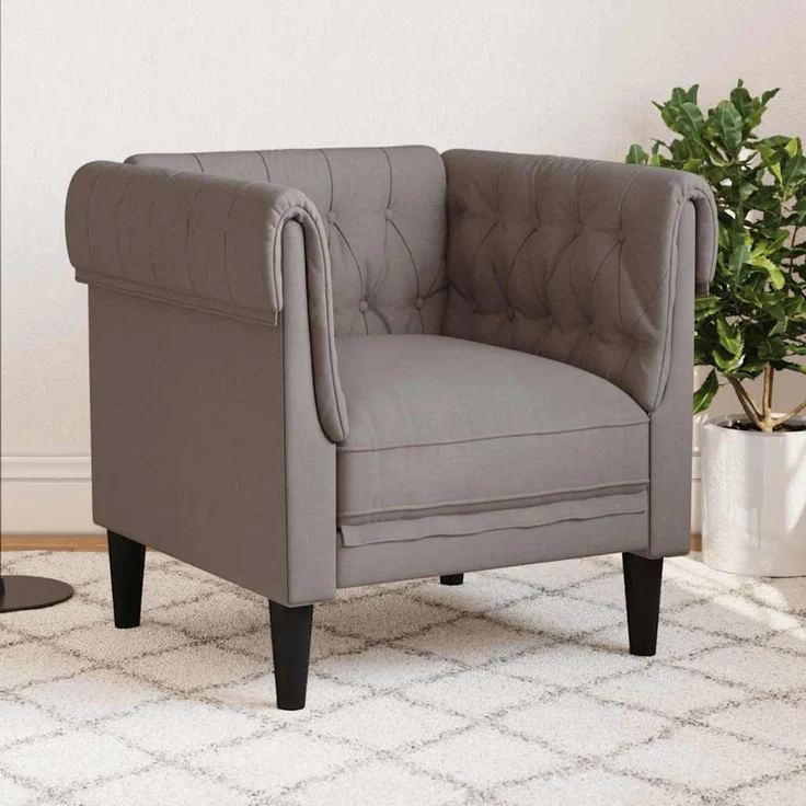 vidaXL Chesterfield-Sessel Taupe Stoff 372543 – Bild 1