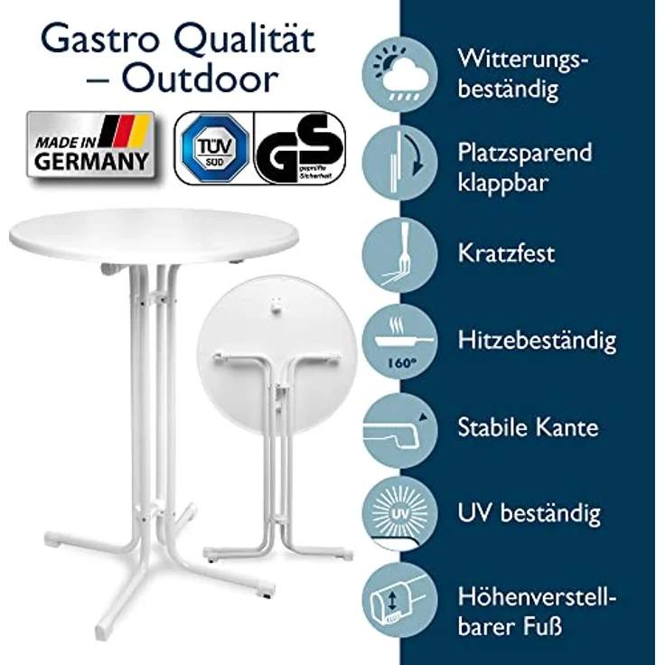 Beautissu Stehtisch Sylt Weiß, 70cm ∅ – Bild 4
