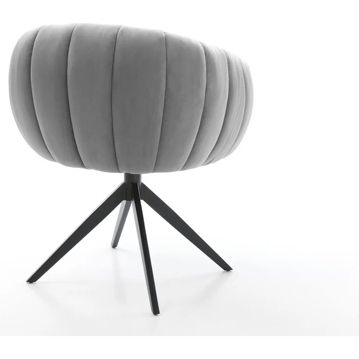Drehstuhl Jada-Flex Samt Grau Kreuzgestell breit Schwarz 360° drehbar Wippfunktion Taschenfederkern – Bild 5