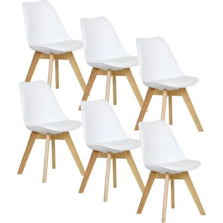 Woltu Esszimmerstuhl (Set, 6 St), Designstuhl Sitzfläche aus Kunstleder, Massivholz – Bild 4