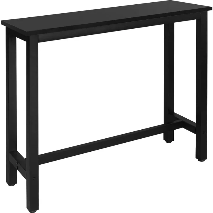 WOLTU BT17sz 1x Bartisch Bistrotisch Stehtisch Esstisch, Metallgestell, Tischplatte aus MDF, Schwarz, 120 x 40 x 100 cm(BxTxH)