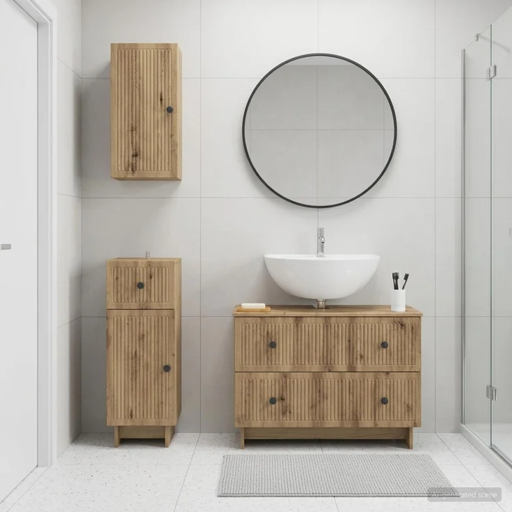 vidaXL 3-teiliges Badezimmer-Schranksystem EDE Artisan-Eiche 3417746 – Bild 1