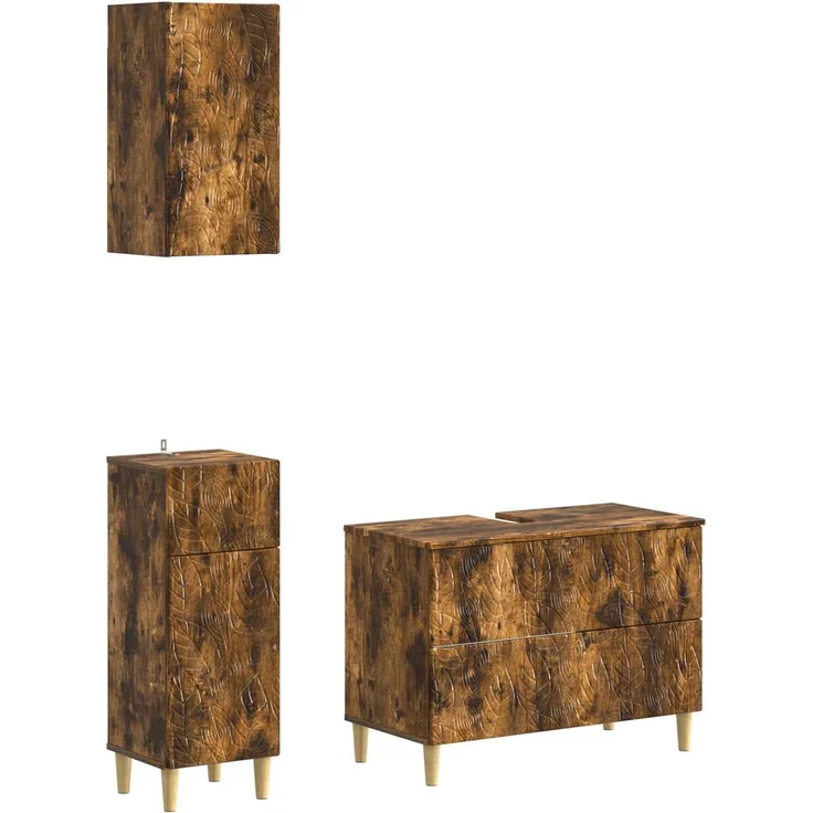 vidaXL 3-teiliges Badezimmer-Schranksystem DELFT Raucheiche 3417788 – Bild 2