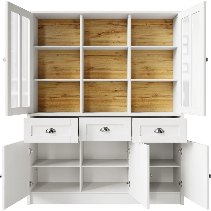 Hochschränke fürs Wohnzimmer(140×38.5×175cm), Vitrinenschrank,Küchenschrank,Esszimmerschrank mit Schubladen, Moderner Minimalistischer Hochschrank, Standvitrine für Küche Wohnzimmer Esszimmer, Weiß--Weiß--140x38.5x175cm--YOUDENOVA – Bild 7
