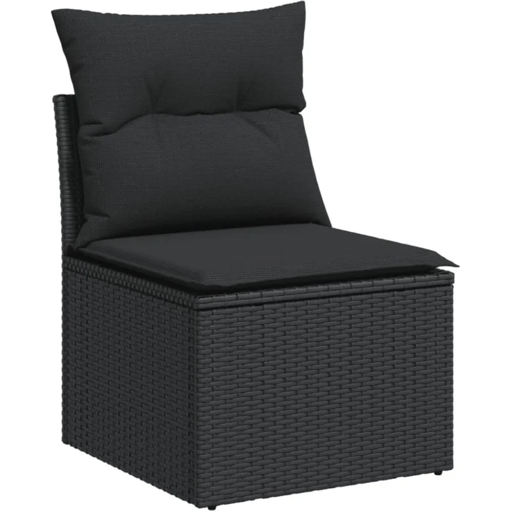 vidaXL Gartensofa ohne Armlehnen mit Kissen Schwarz Poly Rattan 365961 – Bild 9