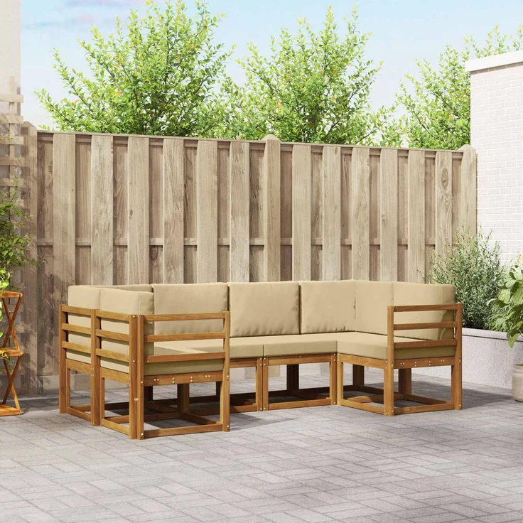 vidaXL Outdoor-Sofagarnitur 6 stk. 6-Sitzer Natur und Beige 3366871 – Bild 1