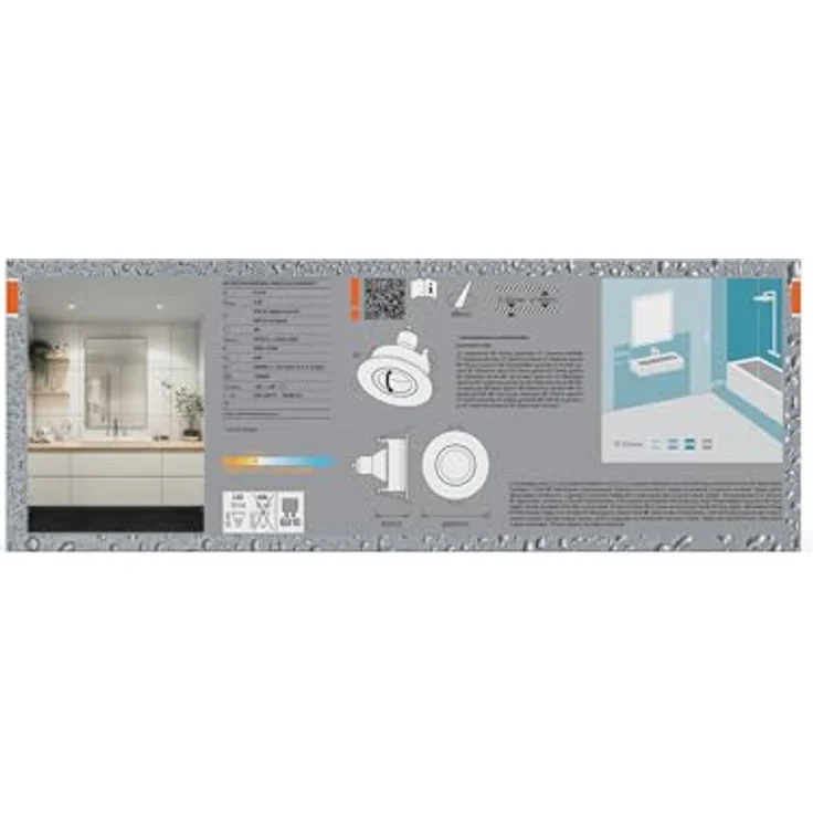 Osram Spot Set LED Einbaustrahler IP65 Press 4,5W Weiß, 320lm 2700K Warmweiß, CRI≥80, Feuchtraumgeeignet, 3er-Set – Bild 4