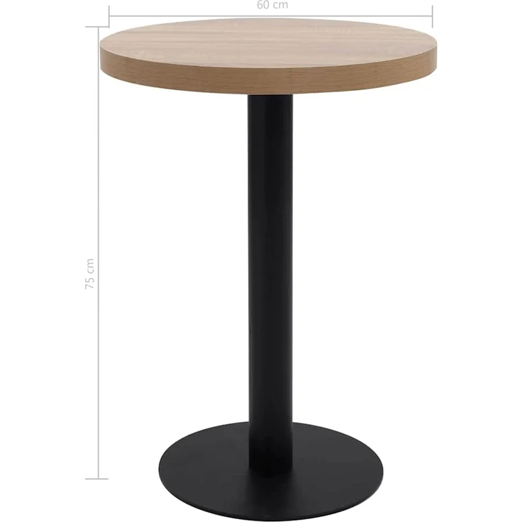 Bistrotisch FLORI rund Hellbraun/Schwarz 60 cm MDF | Esstisch kleiner Tisch Cafe Gartentisch Balkontisch Outdoortisch – Bild 5