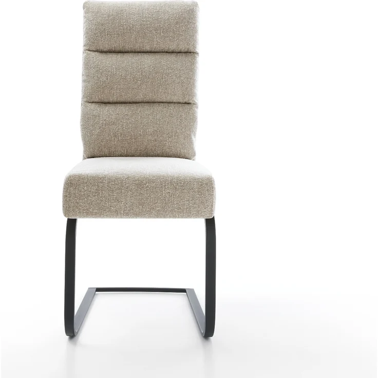 Freischwinger Pela-Flex Webstoff Soft Beige Freischwinger flach Schwarz Taschenfederkern – Bild 2