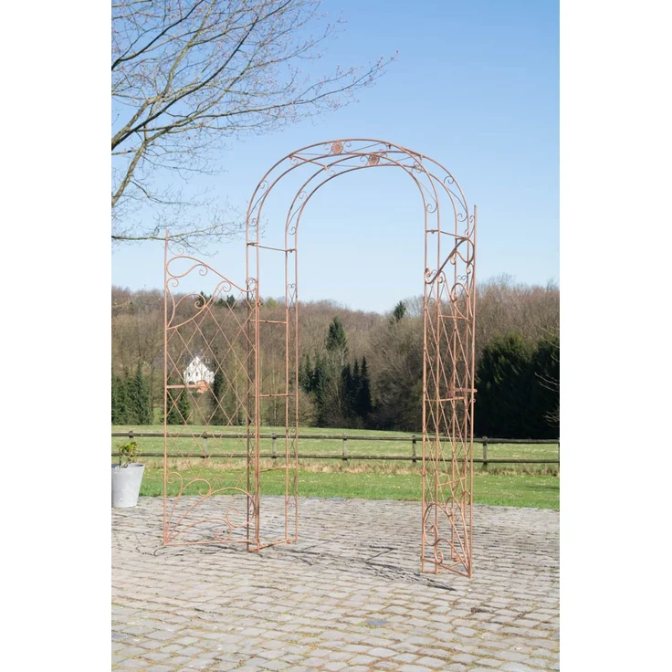 Rosenbogen MINDEN mit Tor - 120x40x220cm, Metall, Antik-Braun | Rankhilfe Rosen Rankgitter Gartendekoration – Bild 3