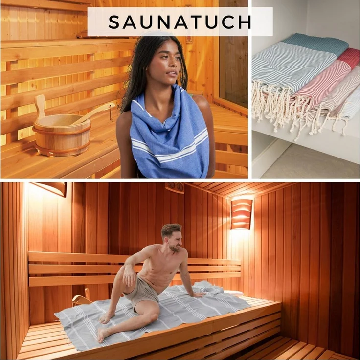 furora HOLIDAY Saunatuch Strandtuch Hamamtuch: groß 100x200 cm Saunatuch, Strandhandtuch dünn, Strandtuch Saunatuch aus 100% Baumwolle Strandtuch Set – Bild 3