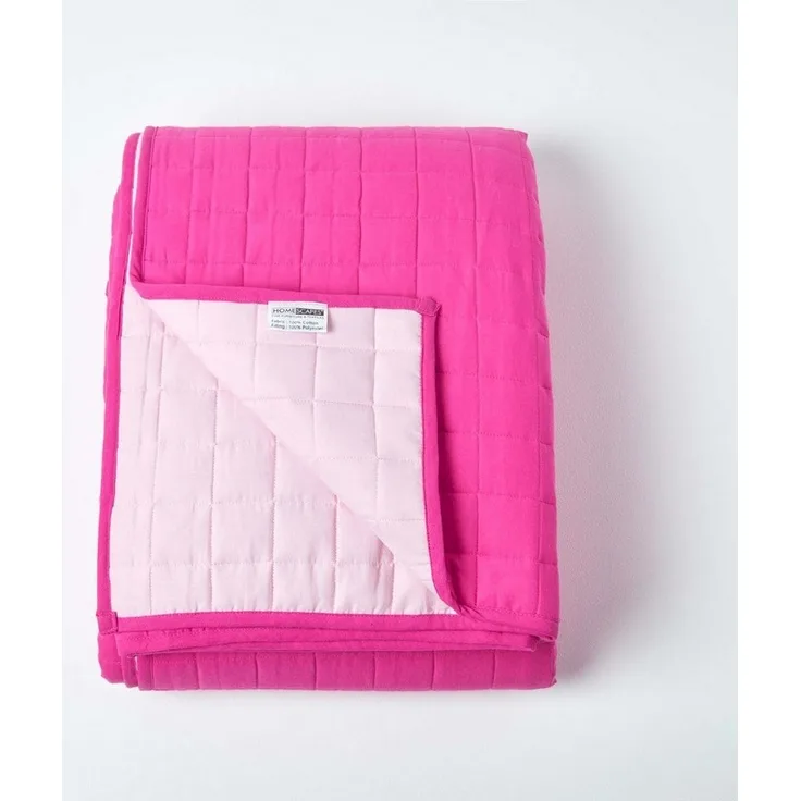 Plaid Gesteppte Tagesdecke aus 100% Baumwolle, pink/rosa, 150 x 200 cm, Homescapes