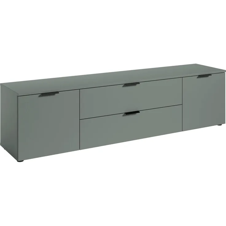 Lowboard >Linz< 2 Türen, 2 Schübe, in Salbei - 180x47x40cm (BxHxT)