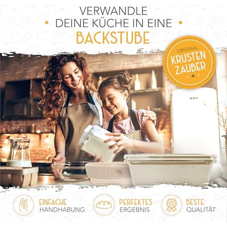 Krustenzauber Brotbackform Brotbackform Gusseisen Topf Brot Backen [inkl. Gärkorb] – Bild 3