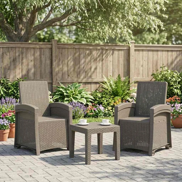 vidaXL Liegesessel Garten Rattan-Optik 2 Stk. Hellgrau PP 8011999 – Bild 1