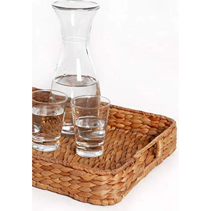 VIVANNO Tablett Wasserhyazinthe TIM, Natur Geflochten 40x30x6 cm, Wasserhyazinthe – Bild 5