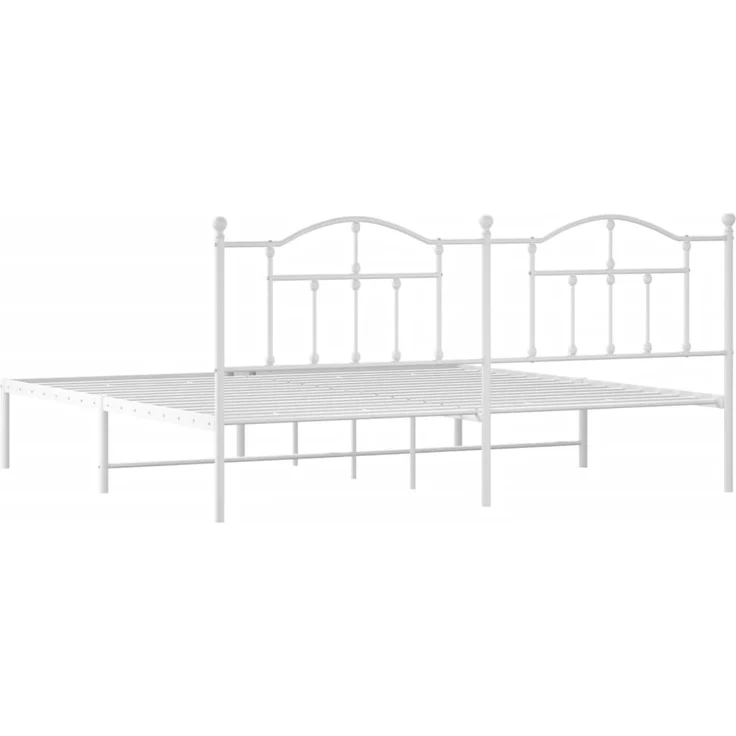 vidaXL Bettgestell mit Kopfteil Metall Weiß 193x203 cm 353494 – Bild 6
