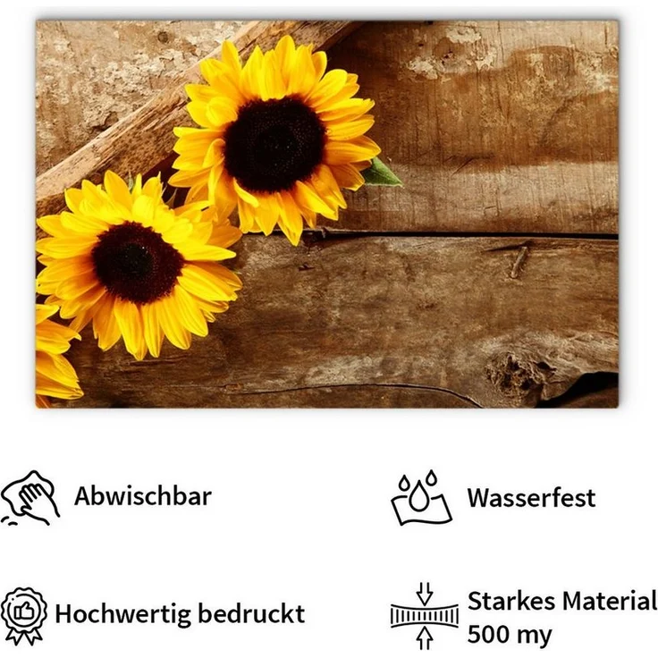 matches21 HOME & HOBBY Platzset Abwaschbare Tischsets 6er Set Sommer Sonnen-Blumen, (6-St), Platzsets als Tisch-Untersetzer und Tisch-Deko für Esstisch Teller – Bild 2