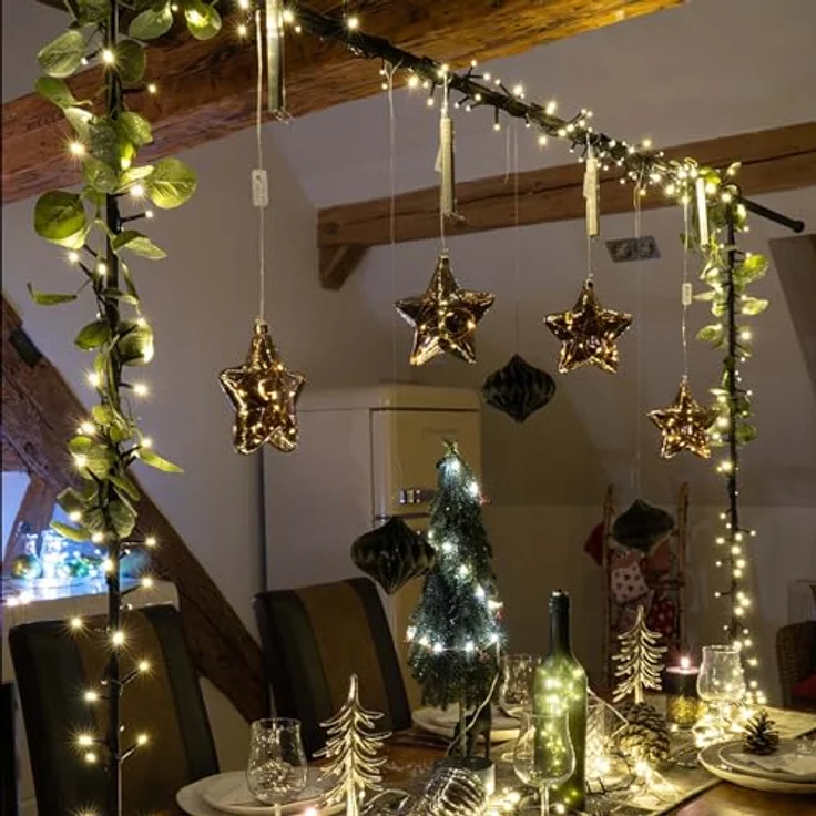hellum Lichterkette außen 800 LED warmweiß, LED Lichterkette snake, innen, für Weihnachtsbaum, 15,98m lang beleuchtet < 59 Lumen, Kabelfarbe schwarz 151893 – Bild 7