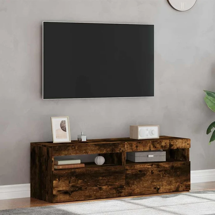 2 pcs TV-Schrank, Lowboard mit LED-Leuchten Räuchereiche 60x35x40 cm – Bild 4