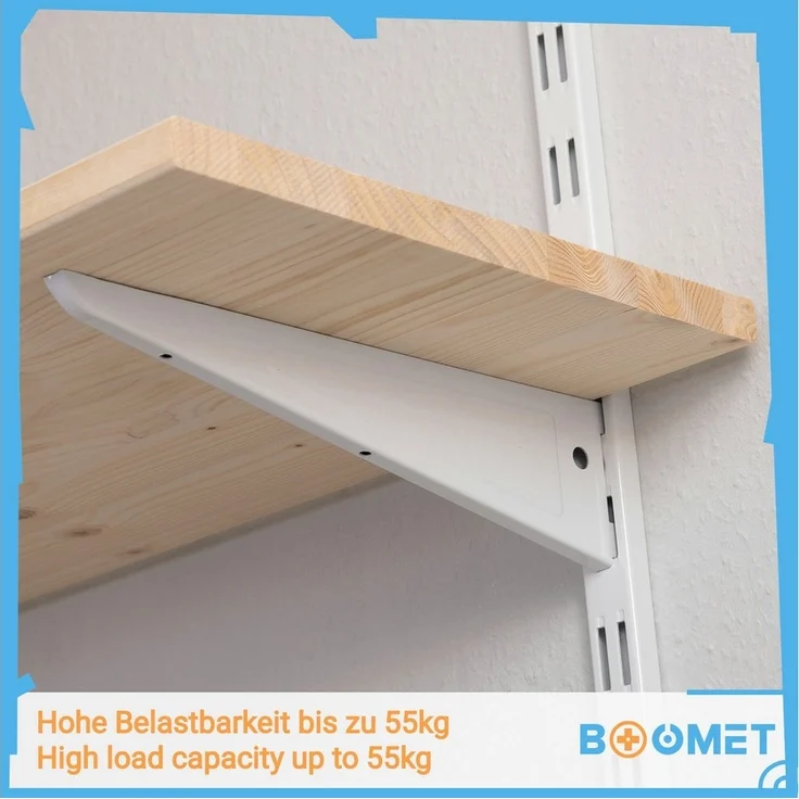 BOOMET Wandregal Regal Bausatz weiß, 80 9-tlg, Wandboard Bücherregal Hängeregal Leimholz Holzboden – Bild 2
